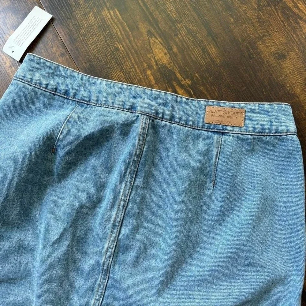 Velvet Heart Women's Denim Midi Skirt Paulina High Rise Blue Size L